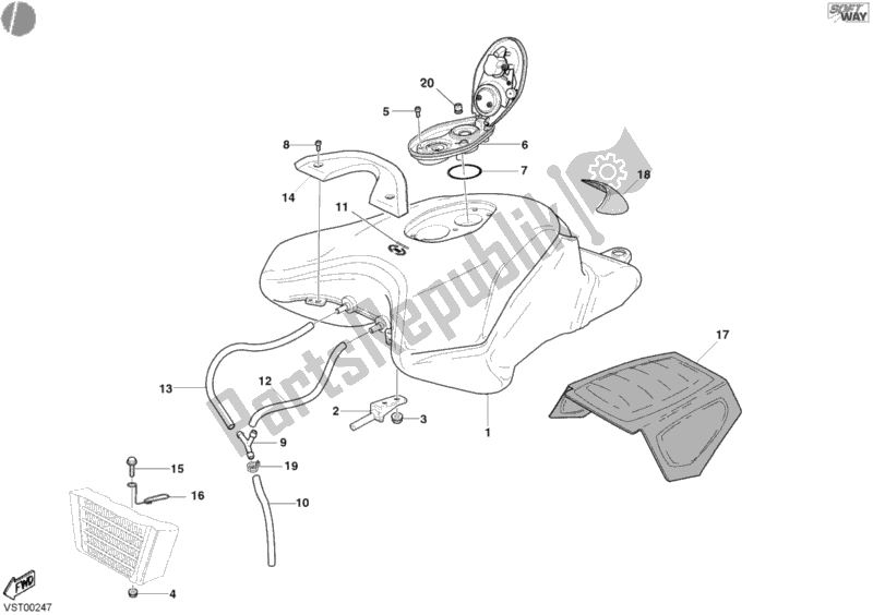 All parts for the Fuel Tank of the Ducati Superbike 999 R 2006